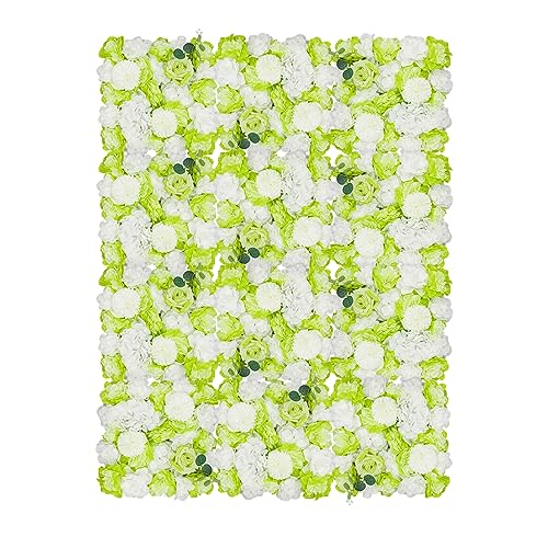 Flower Wall 12PCS 15" x 15" Flower Backdrop Lifelike Light Green Rose Flower Panel White Green Ping Pong Chrysanthemum Silk Fabric Floral Wall Mat for Garden Patio Wedding Indoor Outdoor Decor - color: Light Green, size: 12 pieces
