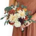 Rinlong Burnt Orange Bridesmaid Bouquet, Fall Wedding Bouquets, Terracotta - color: 15-burnt Orange & Champagne