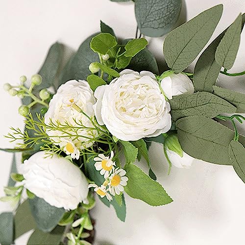 GOLDY&WENDY White Peony Wedding Sign Flower Swag Set of 2 for Wedding Reception Backdrop Table Decorations Welcome Sign - color: A1-white Peony