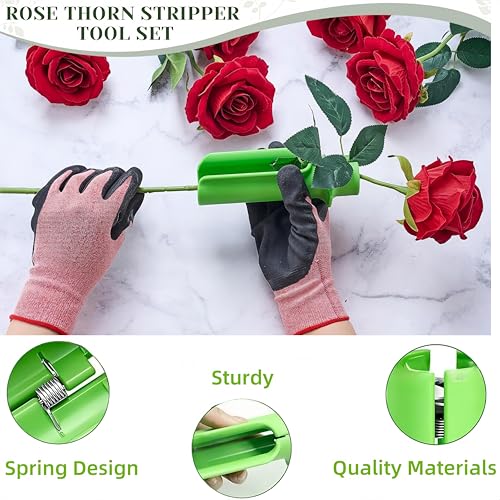 Green Plastic Rose Stripper Tool, Rose Thorn Stripper Tool, Flower Stem Stripper & Stem Cutter, Lightweight Durable Florist Tools for DIY Gardening Enthusiasts