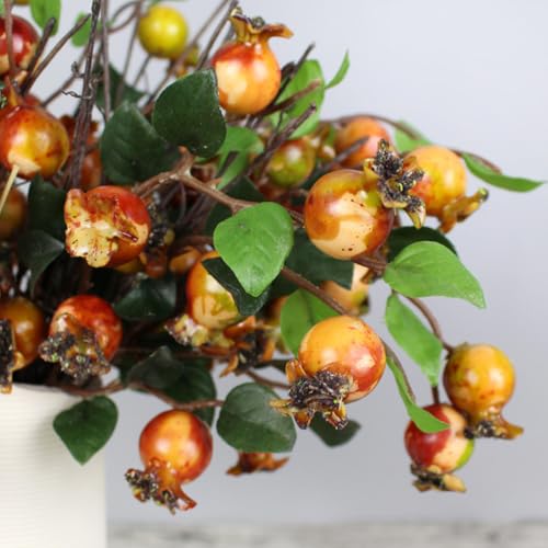 COHEALI Simulation Pomegranate Flower 5Pcs Artificial Rosehip Berries Floral Christmas Floral Picks Sprays Floral Arrangement