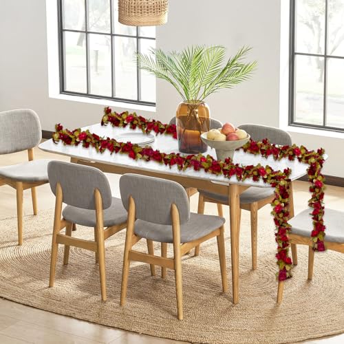 8Pcs 63Ft Burgundy Rose Garland, Fake Flower Vines, Artificial Vine Flowers, Rose Hanging Garland for Party Wedding, Garden, Room Table, Christmas, Backdrop Wall Arch Decor - color: Burgundy, size: 8Pcs-63Ft