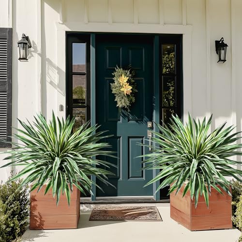 Artificial Agave Plant Fake Agave Planters for Indoor Outdoor Faux Agave Plants Real Touch Realistic Greenery for Home Living Room Office Bathroom Garden Front Porch Patio Decor (27inch-2 Pcs White) - size: 27inch-2 Pcs White