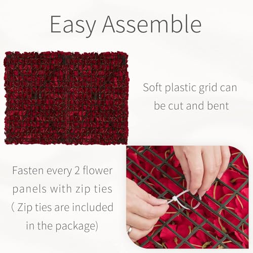 Flower Wall Panel Backdrop: 6 Pcs 24 x 16 Inch Red Artificial Hydrangea Floral Panels - color: Red, size: 6 PCS