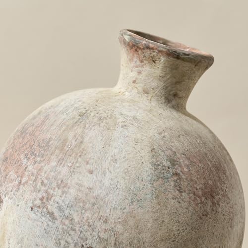 6.38" Ceramic Vase for Home Decor, Decorative Terracotta Farmhouse Rustic Vases for Living Room Kitchen Bedroom Bathroom Entryway Mantel Table, Pottery Vases for Grass Pampas Dried Fresh Flowers - color: Natural Brown- 6.38"