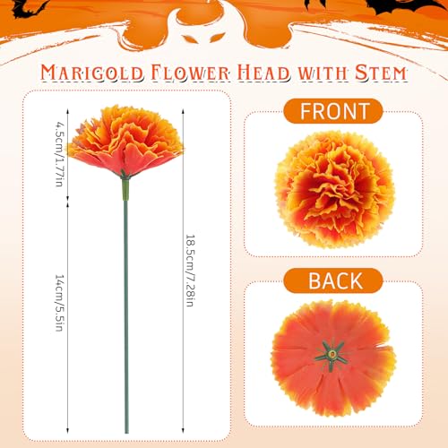 Syhood 50 Pcs Mexican Marigold Flower Bulk Decorations Flores Artificiales Fiesta Party Decorations for Mexican Backdrop Party Floral with Stems DIY Marigold Garland - color: Gradient