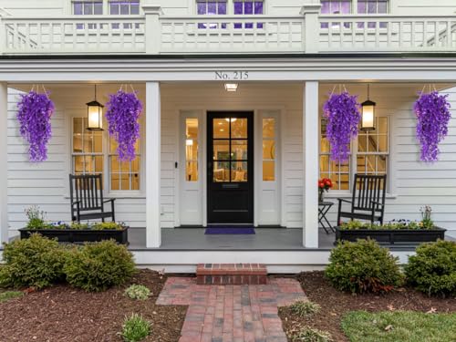 RECUTMS 4Pcs 29.9 Inch Fake Hanging Eucalyptus Leaf Plants, Purple | UV Resistant Plastic,Violet Artificial Greenery,Home Room Garden Wedding Party Porch Creeping Jenny Indoor Outdoor Decor - color: Purple
