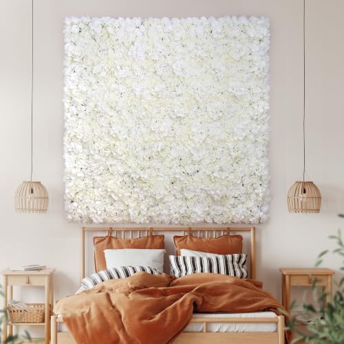 Flower Wall Backdrop 12-Pack 16.5"* 16.5"Artificial Silk Flowers Rose Floral Panels Spring Wedding Home Mother's Day Valentine's Day Photography Event Party Decoration -White - color: White, size: 16.5inch