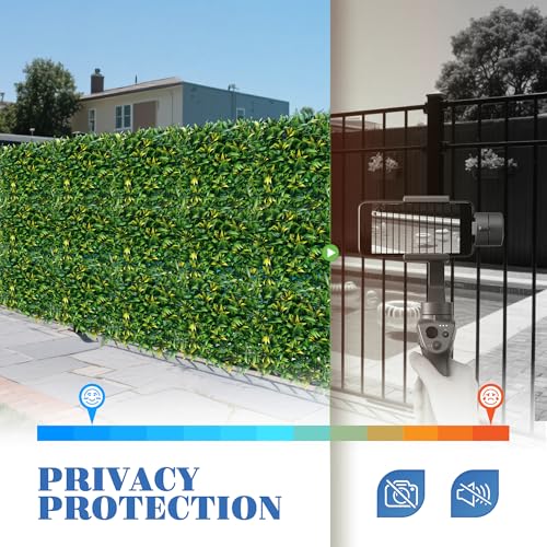 ECOOPTS 20"x20" Faux Ivy Privacy Fence Screen Artificial Boxwood Panels Topiary Hedge Plants for Indoor Outdoor Decoration, #3 Mixed Leaves, 6 Packs - color: #3 Mixed Leaves, size: 20"x20"