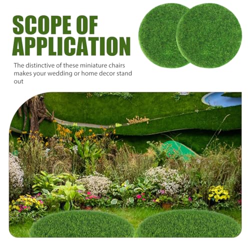 Yardwe 8Pcs Round Miniature Artificial Grass Mats for DIY Fairy Gardens - Realistic Simulation Lawn with Green Moss Turf Decorative Dollhouse and Outdoor Garden Craft Supplies