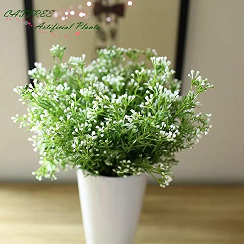CATTREE Artificial Plants, Faux Plastic Pearl Flowers Shrubs Fake Grass Leaves Simulation Greenery Bushes Indoor Outside Home Garden Office Yard Verandah Wedding Decor - 4 Bundles - color: Pearl Grass-4pcs
