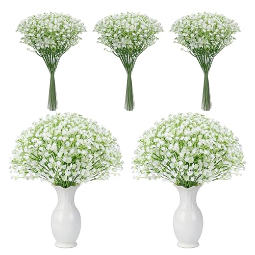 Der Rose 24PCS White Babys Breath Artificial Flowers,11'' Elegant Faux Baby Breath Flowers for Wedding Home Decor, Table Centerpieces & DIY Fake Flowers - size: 24-Baby Breath