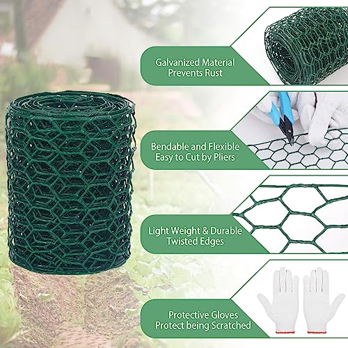 Floral Chicken Wire for Craft,4 x 118 Inch Lightweight Galvanized Hexagonal Chicken Wire Netting, 2mm Thickness Chicken Wire Fence for Garden Poultry, Chicken Wire Mesh with Gloves, Wire Ties, Plier - size: 4 x 118 Inch