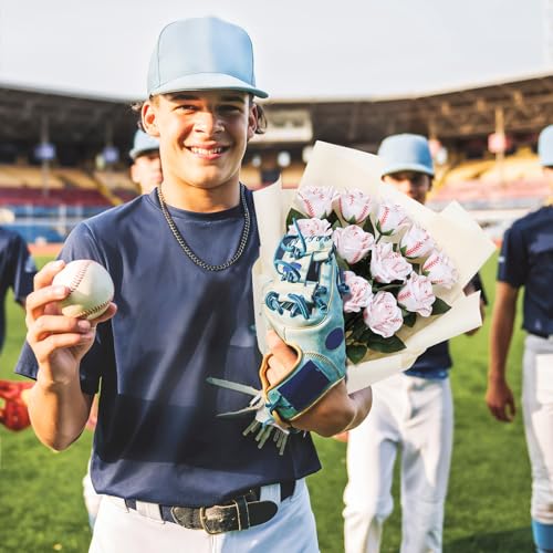 Suhine 12 Pcs Artificial Baseball Rose Flowers Sports Party Favors Bulk for Birthday Graduation Wedding Party Decorations Table Centerpieces Game Prizes Senior Night Gifts (Baseball Color, Large) - color: Baseball Color, size: Large