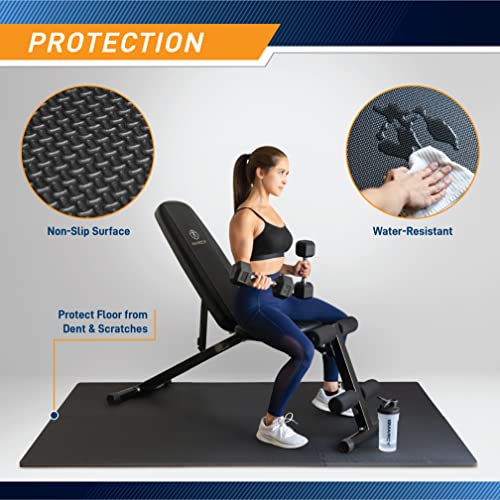 Marcy EVA Foam Interlocking Flooring Mat High Density Non-Slip Tiles for Fitness Equipment, Workout Cushion and Floor Protection - color: Black - 0.75 Inch - 6 Tiles (24 Sq Ft)