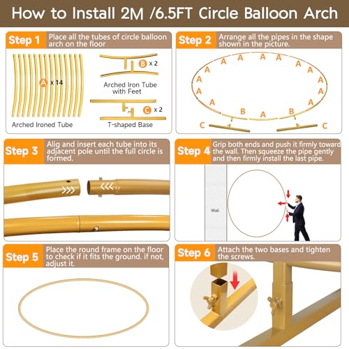 Balloon Arch Stand Metal Round Backdrop Stand Circle Balloon Arch Frame Wedding Arches 6.5FT for Ceremony Birthday Party Baby Shower Decoration - size: 6.5FT