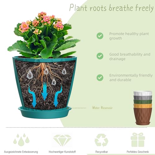 6 Inch Plant Pots, 6 Pack Indoor Flower Pots, Planters with Drainage Holes and Trays for Orchids, Violets, Succulents, Herbs, and Other Plants,Corolful - color: Colorful, size: 6inch
