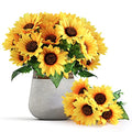 Mocoosy 4 Bunches Artificial Sunflower Bouquets, Fake Sunflowers with Stems, Silk Wildflowers Realistic Yellow Faux Sun Flowers for Wedding Decorations Fall Floral Arrangements Home Garden Table Decor