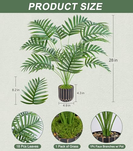 florisso 28" Artificial Areca Palm Plant Tall Fake Faux Plants Indoor Outdoor Tree for Living Room Home House Decoration - size: 28“ Palm