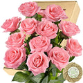 FiveSeasonStuff Fake Roses Wedding Flowers Real Touch Silk Pink Artificial Flowers 12 Stems - color: Pink