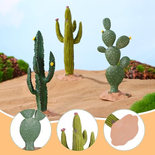 ARTIBETTER 3pcs Artificial Cactus Green Simulated Cactus Artificial Sand Decor Faux Succulent Decor Fake Cacti Plants Table Ornament Centerpieces for Home Office Decoration (Pack of 2) - size: 13.5X6CM (Pack of 2)