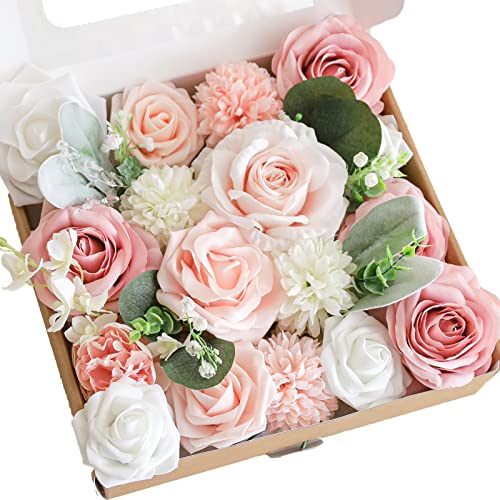 Lookein Artificial Flowers for DIY Wedding Decoration Bridal Bouquet Table Centerpieces Flower Garland Wreaths Aisle Arch Flower Decoration Home Decor, Dreamy Blush - color: Dreamy Blush