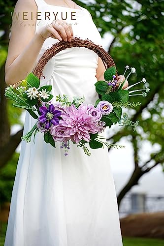 Purple Artificial Flowers Combo Box Wedding Decor,Fake Flowers,Flowers for Decoration,Silk Flowers for Home Decor Indoor,Cake Flowers,Faux Flowers for Crafts - color: Provence Purple