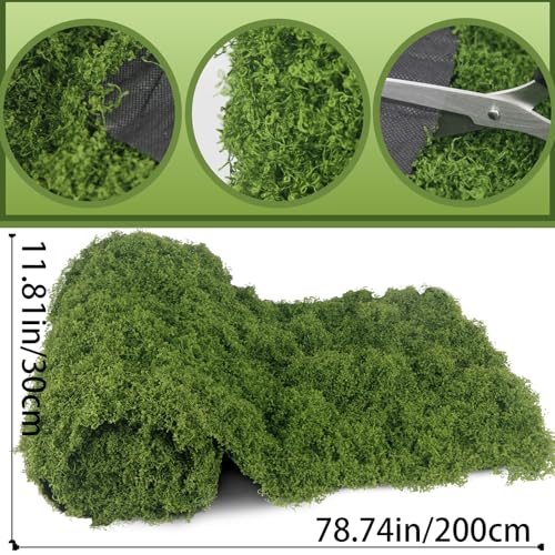FAICOIA Moss Table Runner Fake Moss Rolls for Decoration 12" x 79" Artificial Moss for Plants Indoor Green Faux Grass for Planters Crafts DIY Table Centerpieces Fairy Garden Floral Wedding 30 x 200cm - color: Green, 12 x 79 Inch/30x200cm