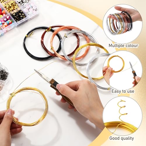 Ferraycle 25 Rolls 410 Feet Colored Aluminum Craft Wires, 6 Colors 20 Gauge/ 0.8 mm Flexible Metal Artistic Floral Beading Wire for Jewelry DIY Craft Wreath Making - color: 6 Colors, size: 410 Feet