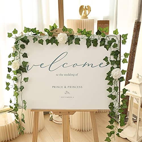 CEWOR 14pcs 98 Feet Fake Vines for Room Decor Artificial Vines Ivy Leaves Hanging Greenery Garlands for Home Bedroom Wall Wedding - size: 14pcs of vines