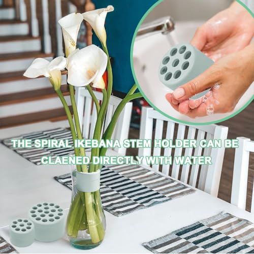 2 Pack Flower Arrangement Holder for Vase, Spiral Blossom Grid Flower Frog Stem Support, Ikebana Bouquet Tool (Green) - color: Green