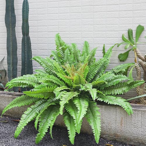 45" Fake Ferns Artificial Plants Large, 63 Fronds Artificial Ferns for Outdoors and Indoors, Faux Fern Greenery Suitable for Planter Hanging Garden Porch Office Decor - color: Light Green, size: 45inch