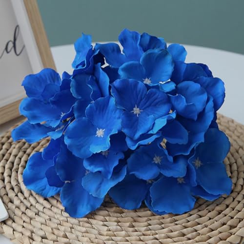 HinyoCo 32 Pcs Silk Hydrangea Artificial Flowers Hydrangea Heads No Stems, Used for Home Wedding Party Decoration (Royal Blue) - color: Royal Blue