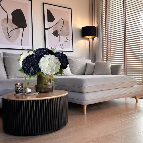 JINWOE Dark Navy Blue Silk Hydrangea,5Pcs 20Inch Full Large Artificial Flower Heads with Stems Fake Hydrangeas Flowers for DIY Wedding Centerpiece Home Decor - color: Dark Blue