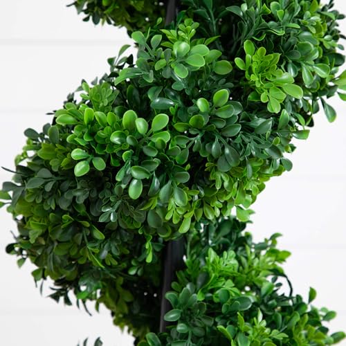 Nearly Natural 5ft. UV Resistant Boxwood Spiral Topiary Artificial Tree in Decorative Planter (Indoor/Outdoor)