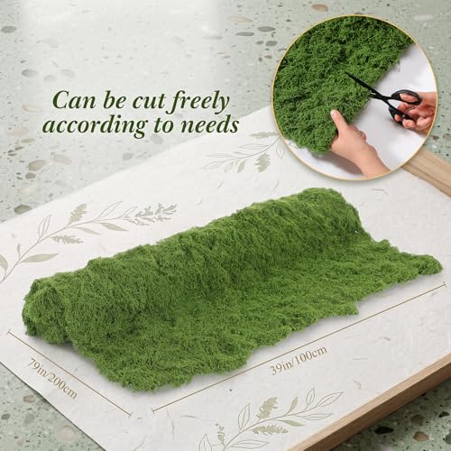 Zeyune 1 Pcs Artificial Moss Table Runner for Wonderland Tea Party Decoration Fake Moss Sheet Roll Waterproof for Enchanted Forest Fairy Decor Holiday Garden Wedding Birthday (79 x 39 Inch,Green) - color: Green, size: 79 x 39 Inch