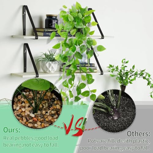 Artificial Hanging Plants with Black Pot, 39.37" Faux Pothos Trailing Vines, Potted Fake Greenery Indoor for Home Bathroom Bedroom Wall Shelf Decor - color: Pothos