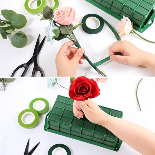 Giantree 6 Packs Floral Foam Cage, Flower Holder with Floral Foam Blocks, Rectangle and Square Flower Cage Holders Flowers Arrangements Supplies for Fresh Flowers, Wedding Home Garden Decorations