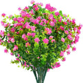 10PCS Artificial Eucalyptus Plants,Fake Boxwood Shrubs UV Resistant No Fade Faux Plastic Greenery for Wedding Bridal Bouquet Indoor Outdoor Home Garden Kitchen Office Table Vase(Pink) - color: Pink