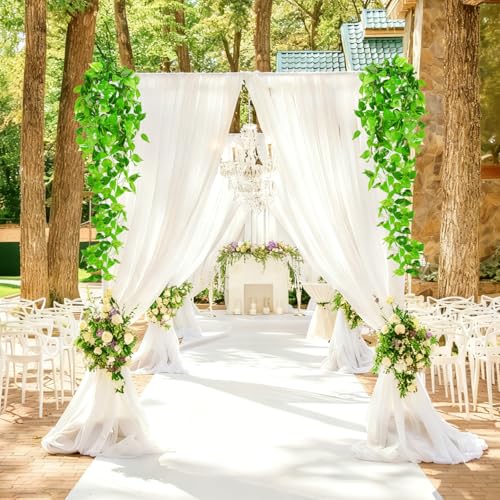 Artificial Hanging Plants, 2pcs Fake Pothos Vine Greenery for Wall Decor - Indoor Outdoor Home Living Room Hanging Decor, No Basket Included