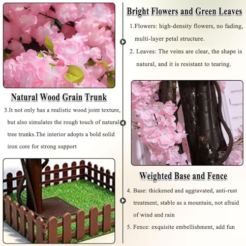 Artificial Cherry Blossom Trees Large,Faux Cherry Blossom Tree Artificial,Fake Cherry Blossom Handmade Tree Indoor Outdoor for Wedding Party Restaurant Park Living Room (Pink, 6ft 0in) - color: Pink, size: 5ft 11in