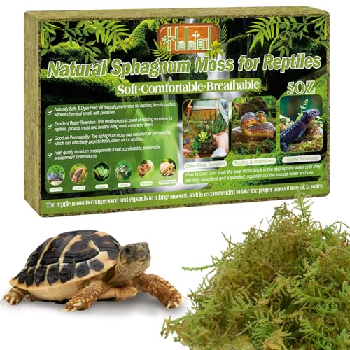 Halatool 5OZ Sphagnum Moss for Reptiles- 8QT Reptile Moss Bedding for Snake Tortoise Gecko Lizard Hermit Crab, Terrarium Humidity Retention - size: 5OZ