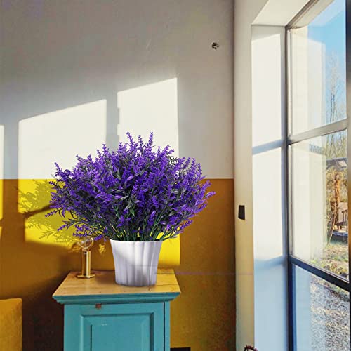 RECUTMS Artificial Plants Outdoor Artificial Lavender Flowers 12 Bundles Outdoor UV Resistant Fake Flowers No Fade Faux Plastic Plants Garden Porch Window Box Decor,Spring Decorations for Home(Purple) - color: Purple, size: 12 Bundles