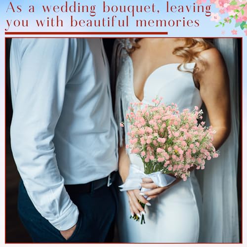 Lyrow 12 Pcs Spring Babys Breath Flowers Wedding Artificial Flowers Bulk Fake Gypsophila Babys Breath Bouquet Sprays Faux Floral for Home Vase Floral Arrangement Mother's Day Decor(Light Pink) - color: Light Pink