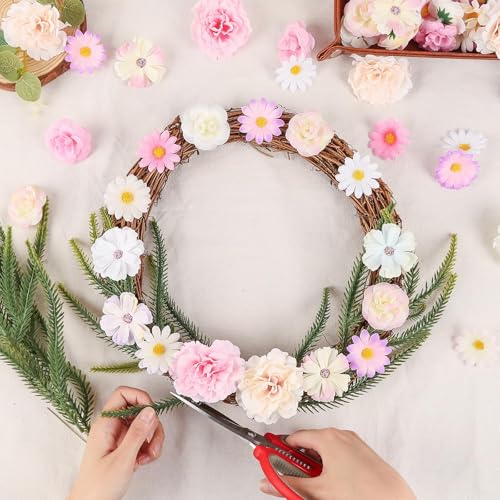 310Pcs Fake Flower Heads Mini Artificial Flower Bulk Silk Flowers for Decoration Small Faux Flower Heads Fabric Daisy Buds Floral for Crafts DIY Wedding Party Baby Shower Home Decor (Light Colors) - color: Light Colors