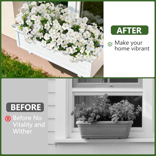 INQCMY Artificial Fake Flowers for Outdoors Decoration,12 Bundles Silk Colorful Morning Glory with Eucalyptus UV Resistant Look Real Faux Flowers for Planter Door Garden Porch Patio Balcony Yard - color: White
