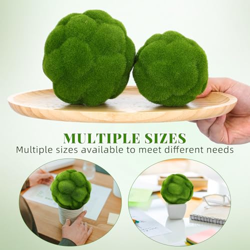 Angoily Greenery Mossy Ball 4.72 Inch Artificial Green Moss Orbs for Home Garden Office Simulated Lightweight Fade-Resistant Moss Balls Decorative Bowl Display and Event Ornament Moss Decor