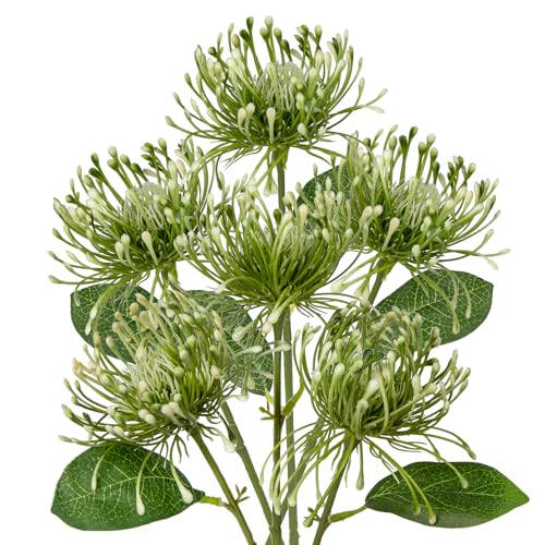 Briful 6PCS Artificial Mums Spring Flowers 4'' Green Spider Chrysanthemum Fake Flowers Bouquet for Home Vase Centerpieces Arrangements Bridal Shower Decoration - color: Green