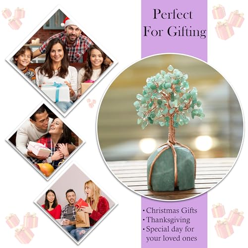 Crocon® Green Aventurine Crystal Tree, Birthday Gifts for Women, Men & Friends, Green Aventurine Stone Base Tree of Life Decor for House, Sister Gift, Birthday Gifts for Mom & Dad, House Warming Gift - color: Bc Green Aventurine + Green Base