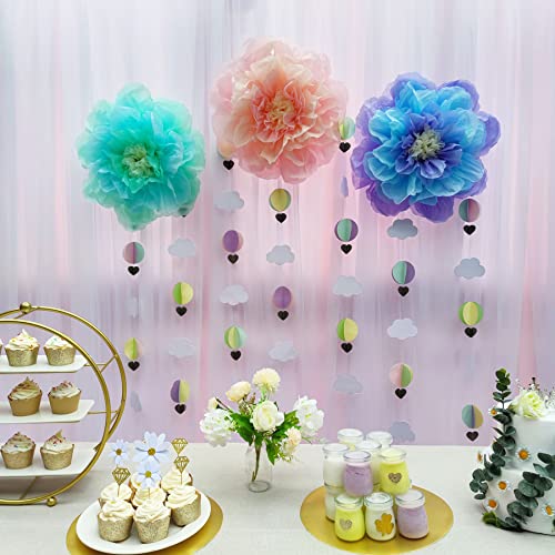 Pastel 20 Inch Giant Paper Chrysanth Flower for Nursery Wall Birthday Party Wedding Decor Easter Decor Floral Backdrop Pack of 3 - color: Pastel